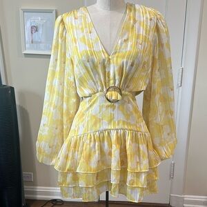 Yellow Floral V-Neck Dress